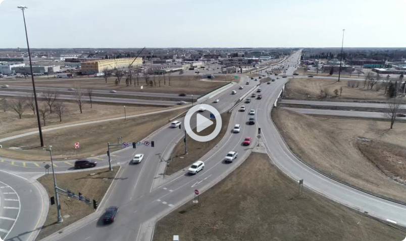 Aerial photograph of Diamond Diverging Interchange